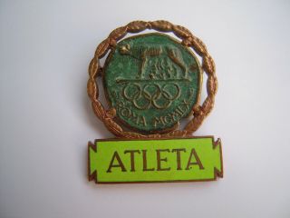 1960 Rome Olympic Games Pin Badge - Atleta