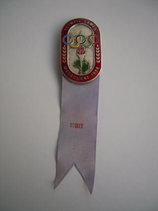 1956 Melbourne Olympic Games Pin Badge - Hockey