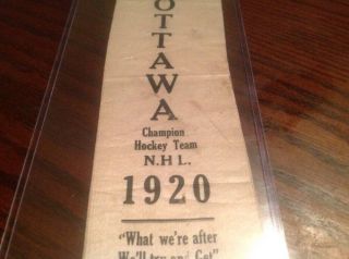 1920 OTTAWA SENATORS NHL HOCKEY CHAMPIONS RIBBON SEATTLE METROPOLITANS 3