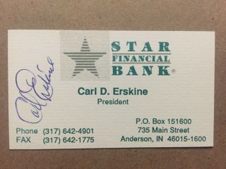 Carl Erskine Autograph Los Angeles Dodgers 1955 Ws Champion Business Card Signed