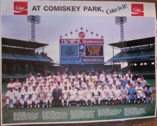 1983 All Star Game Poster W/ 50 Hall Of Famers In Uniform Comiskey Park Coke