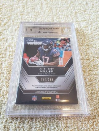 ANTHONY MILLER 2018 SPECTRA Aspiring 2 Clr Patch /199 ROOKIE RC BGS 8.  5 9 AUTO 2
