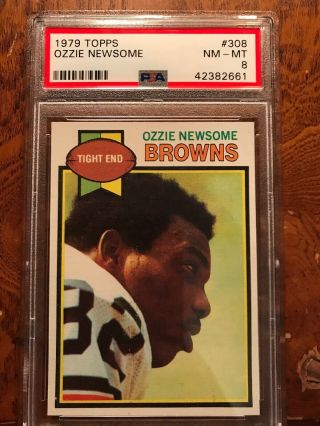 1979 Topps Football 308 Ozzie Newsome Cleveland Browns Rc Rookie Hof Psa 8
