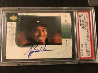 2001 Tiger Woods Upper Deck Player ' s Ink signed auto PSA GEM 10 perfect 3