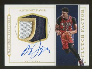 2015 - 16 National Treasures Clutch Factor Anthony Davis Patch Auto /10