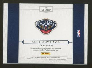 2015 - 16 National Treasures Clutch Factor Anthony Davis Patch AUTO /10 2