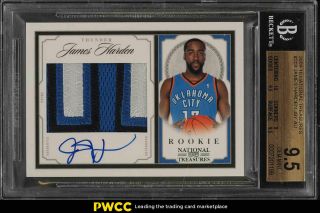 2009 National Treasures James Harden Rookie Rc Auto Patch /99 Bgs 9.  5 Gem (pwcc)