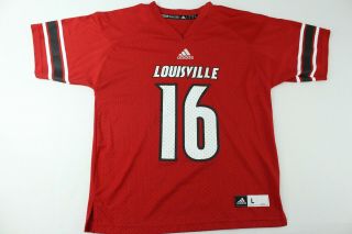 Adidas Louisville Cardinals Ul 16 Johnny Unitas Red Youth Football Jersey Sz L