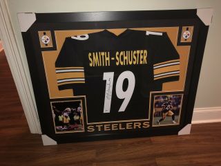 Juju Smith - Schuster Signed Pittsburgh Steelers 35x43 Custom Framed Jersey.