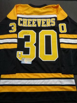 Gerry Cheevers Boston Bruins Autographed Signed Black Style Jersey Xl Fta