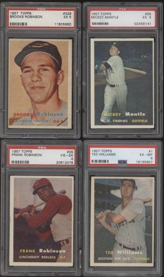 1957 Topps Complete Psa Graded 407 Card Set - Mantle Ted Williams Mays Hank Aaron