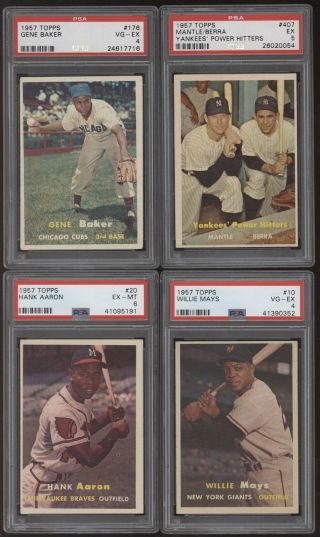 1957 Topps Complete PSA Graded 407 Card Set - Mantle Ted Williams Mays Hank Aaron 2