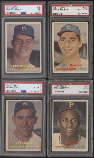 1957 Topps Complete PSA Graded 407 Card Set - Mantle Ted Williams Mays Hank Aaron 3