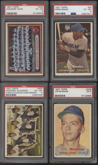 1957 Topps Complete PSA Graded 407 Card Set - Mantle Ted Williams Mays Hank Aaron 4