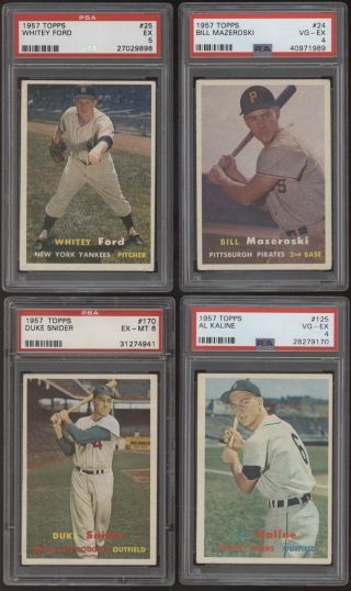 1957 Topps Complete PSA Graded 407 Card Set - Mantle Ted Williams Mays Hank Aaron 5
