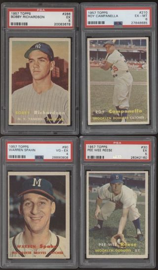 1957 Topps Complete PSA Graded 407 Card Set - Mantle Ted Williams Mays Hank Aaron 6