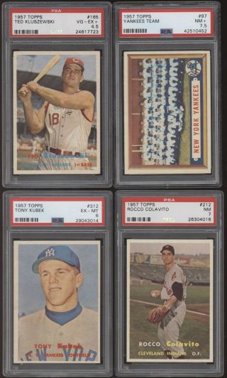 1957 Topps Complete PSA Graded 407 Card Set - Mantle Ted Williams Mays Hank Aaron 7