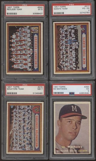 1957 Topps Complete PSA Graded 407 Card Set - Mantle Ted Williams Mays Hank Aaron 8
