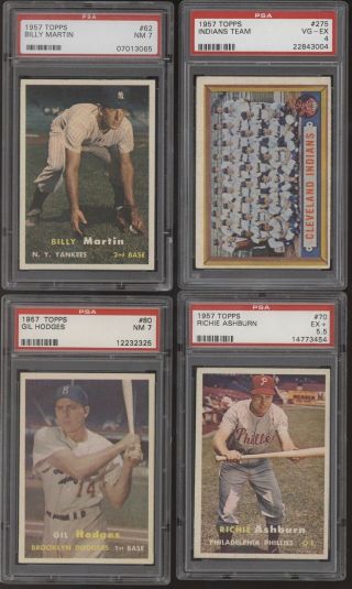 1957 Topps Complete PSA Graded 407 Card Set - Mantle Ted Williams Mays Hank Aaron 9