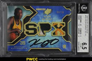 2007 Spx Spectrum Kevin Durant Rookie Rc Auto Patch /10 101 Bgs 6.  5 (pwcc)