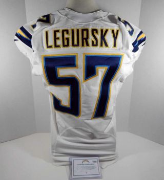 2013 San Diego Chargers Doug Legursky 57 Game Issued White Jersey