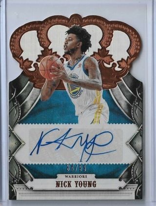2017 - 18 Panini Crown Royale Nick Young Auto Crown Die Cut /99 Warriors