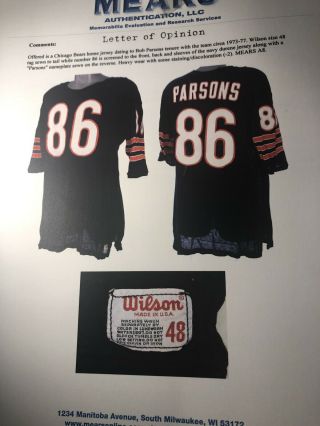 Bob Parsons Chicago Bears game worn jersey 9