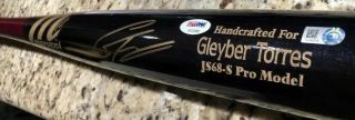 GLEYBER TORRES SIGNED PSA/DNA ROOKIE - GRAPH LOA & MLB AUTHENTIC MARUCCI GAME BAT 12