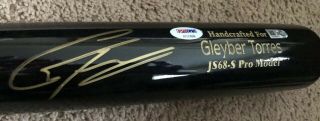 Gleyber Torres Signed Psa/dna Rookie - Graph Loa & Mlb Authentic Marucci Game Bat