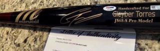 GLEYBER TORRES SIGNED PSA/DNA ROOKIE - GRAPH LOA & MLB AUTHENTIC MARUCCI GAME BAT 2