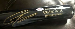 GLEYBER TORRES SIGNED PSA/DNA ROOKIE - GRAPH LOA & MLB AUTHENTIC MARUCCI GAME BAT 4