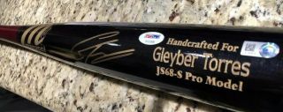 GLEYBER TORRES SIGNED PSA/DNA ROOKIE - GRAPH LOA & MLB AUTHENTIC MARUCCI GAME BAT 6