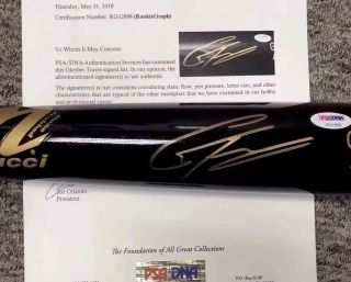 GLEYBER TORRES SIGNED PSA/DNA ROOKIE - GRAPH LOA & MLB AUTHENTIC MARUCCI GAME BAT 7