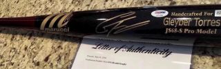 GLEYBER TORRES SIGNED PSA/DNA ROOKIE - GRAPH LOA & MLB AUTHENTIC MARUCCI GAME BAT 8