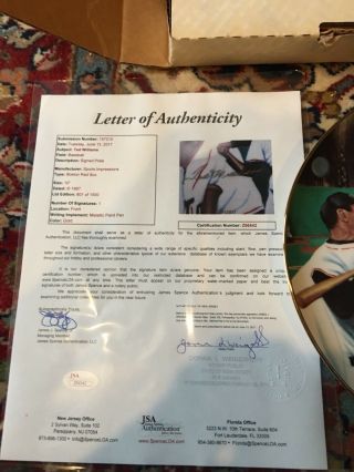 Ted Williams Signed Plate Boston Red Sox Sports Impressions JSA Letter/sticker 3