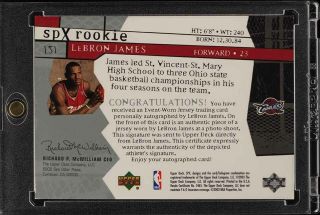 2003 SPx Basketball LeBron James ROOKIE RC AUTO GOLD JERSEY SP PATCH /750 (PWCC) 2