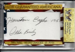 Wichita Sports Otha Bailey Cut Autograph Negro Leagues Baseball 1951