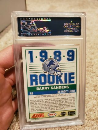 1989 Score 257 Barry Sanders Detroit Lions RC Rookie HOF PSA 8 NM - MT 3