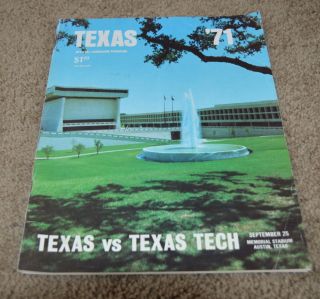 Vintage 1971 Texas Longhorns Vs Texas Tech Football Program 