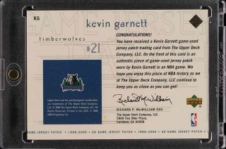 1999 Upper Deck Game Jersey Kevin Garnett 3 - CLR PATCH /25 KG (PWCC) 2