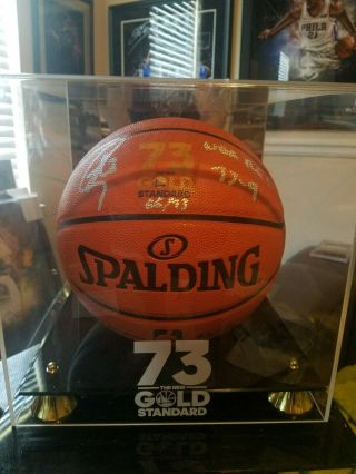 Stephen Curry Autographed Basketball Inscribed Nba Rec 73 - 9 Le 66/73