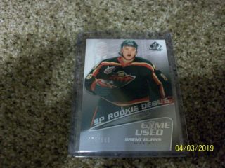 2003 - 04 Sp Game Edition 64 Brent Burns Minnesota Wild Rookie Hockey Card