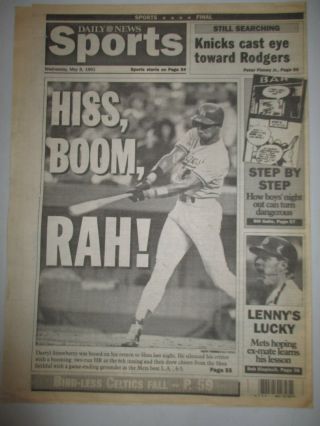 Darryl Strawberry Returns To Shea Daily News Newspaper May 8,  1991