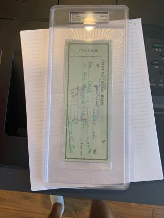 Ty Cobb AUTO autographed Check Document PSA/DNA 9 5/5/60 5