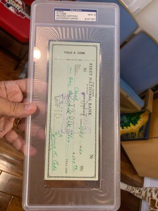 Ty Cobb AUTO autographed Check Document PSA/DNA 9 5/5/60 8