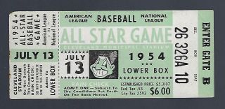 1954 Baseball All Star Game Ticket Stub @ Cleveland - Jackie Robinson - Mantle