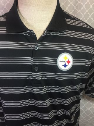 Nike Dri Fit Black Pittsburgh Steelers On Field Polo Shirt Golf Size Large,  ECU 2