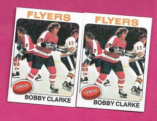 2 X 1975 - 76 Topps 250 Flyers Bobby Clarke Nrmt - Mt Card (inv C3553)
