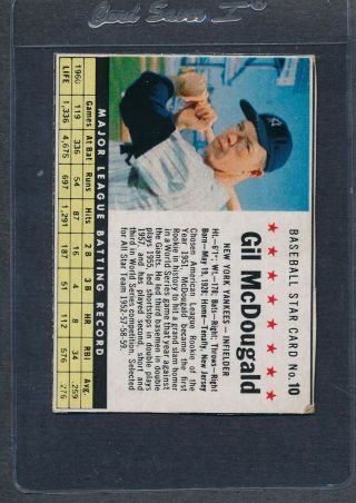 1961 Post Cereal 010 Gil Mcdougald Yankees Vg/ex 1276