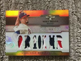 2014 Topps Triple Threads Relic Ruby 1/1 Mike Minor Braves